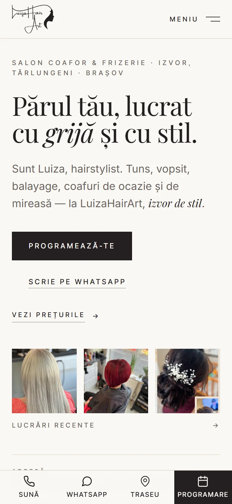LuizaHairArt pe telefon
