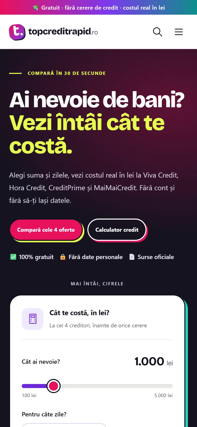 TopCreditRapid pe telefon